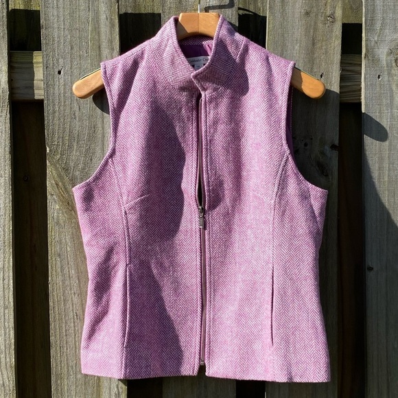 Coldwater Creek Jackets & Blazers - Coldwater Creek Purple Herringbone Wool Blend Vest